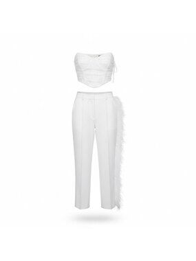 Club L Womens White Corset-Style Bustier Top With Ruched Detailing Size 6